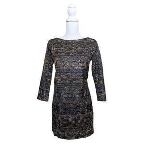 SHOSHANNA Glam Black Bouclé/Metallic Shimmer Dress